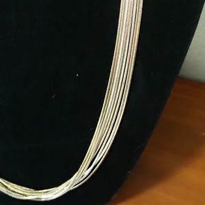 Long Multi-strand Golden Necklace